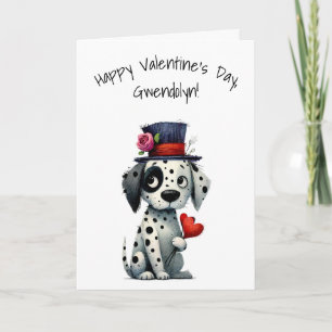 Reizender schwarz-weißer Hund Frohen Valentinstag Karte