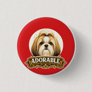 Reizender Shih Tzu-Hund im Vintage-Abzeichen Button