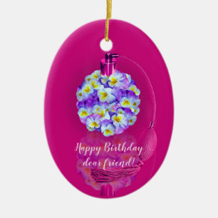 Reizender Stiefmütterchen-Zerstäuber Geburtstagsf Keramik Ornament