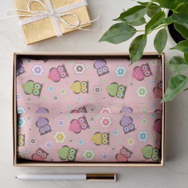 Reizender Uhu und florales Design Seidenpapier (Geschenk)
