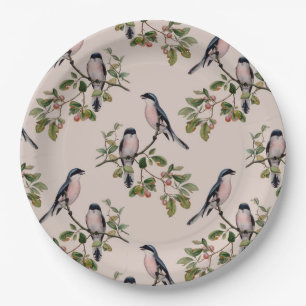 Reizender Vintager Vogel-Druck Pappteller