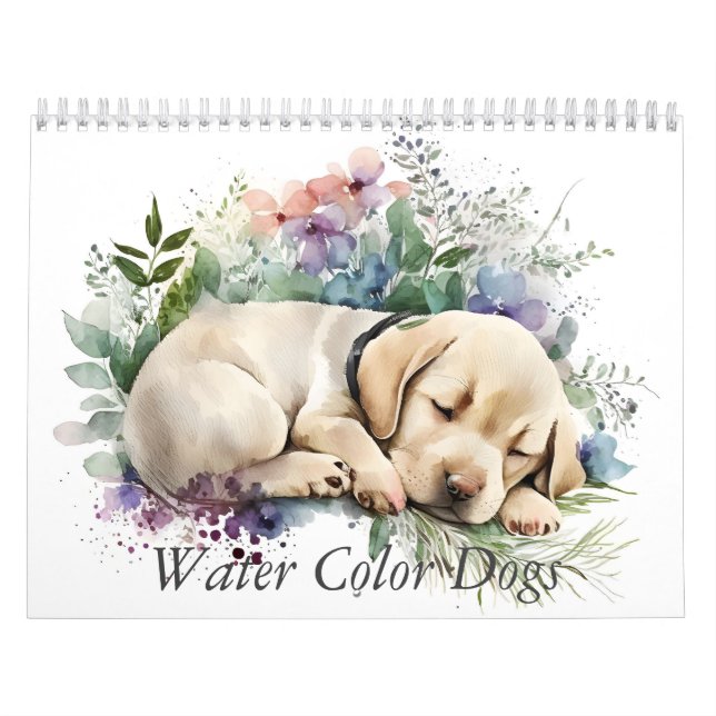 Reizender Wasserfarben-Hund Kalender (Titelbild)
