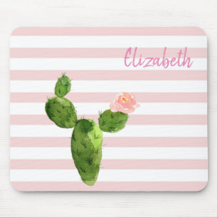 Reizender Wasserfarben-Kaktus, Streifen - Personal Mousepad