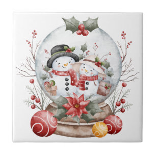 Reizender Weihnachts-Schneemann-Keramikfliese Fliese