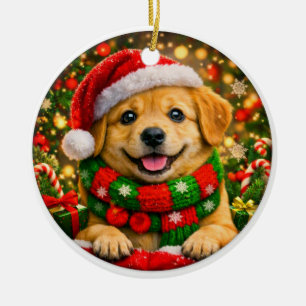Reizender Weihnachtsbaumanhänger aus goldenem Retr Keramik Ornament
