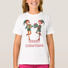 Reizender Weihnachtself mit Geschenkbox T-Shirt