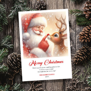 Reizender Weihnachtsgruß mit Santa und Rudolph im Feiertagskarte