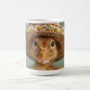 Reizendes Baby-Entenküken mit Strohhut Kaffeetasse