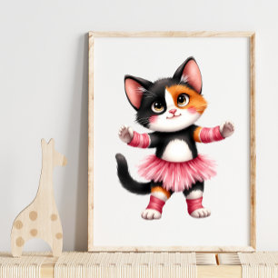 Reizendes Calico-Kätzchen-Ballerina in rosa Tutu  Poster