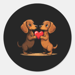 Reizendes Dachshund-Welpen-Herz für den Valentinst Runder Aufkleber