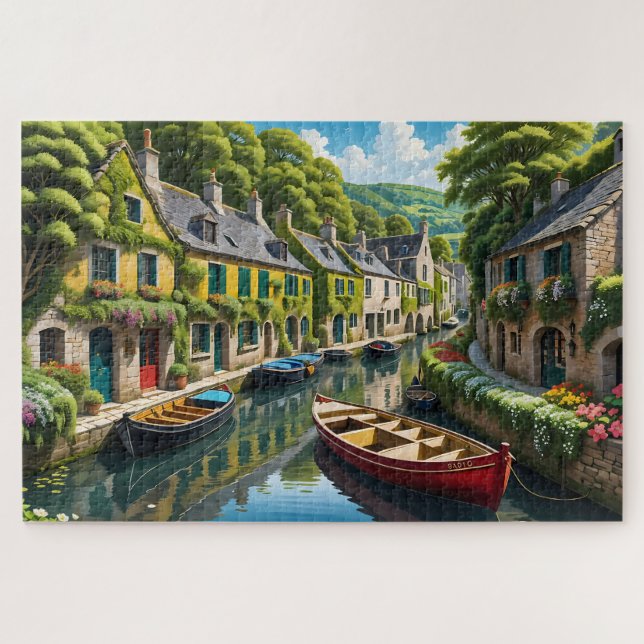 reizendes Dorf neben einem Puzzle (Horizontal)