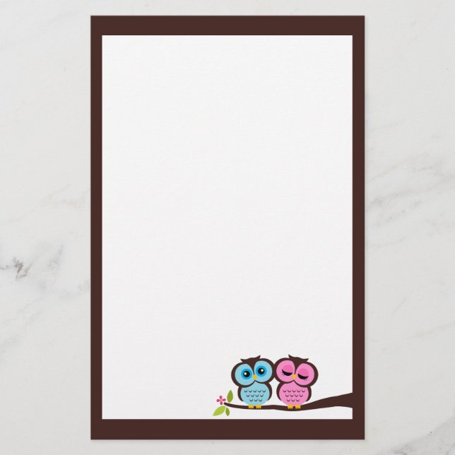 Reizendes Eulen-Briefpapier Briefpapier (Vorderseite)