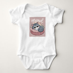 Reizendes Fluffiges Kätzchen Illustration - Meow Baby Strampler