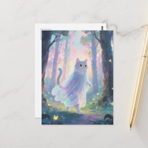 Reizendes Geisterkatze in einem Wald Postkarte