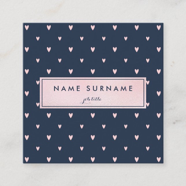 Reizendes Herz-Muster PinkGold quadratische Visitenkarte (Vorderseite)