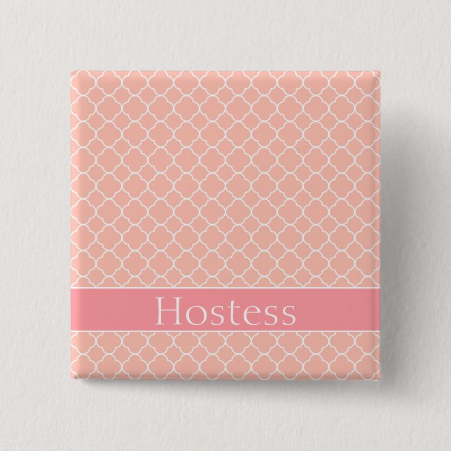Reizendes Hostessen-Rosa und Weiß Button (Vorderseite)
