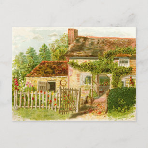 Reizendes Kaminhaus-Cottage mit Lattenzaun Postkarte