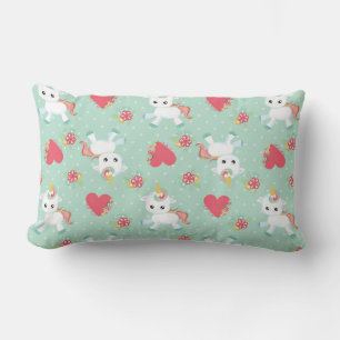 Reizendes kleines Einhorn-Polka-Punkt-Muster Türki Lendenkissen