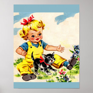 reizendes kleines Mädchen mit reizendem kleinen Kä Poster
