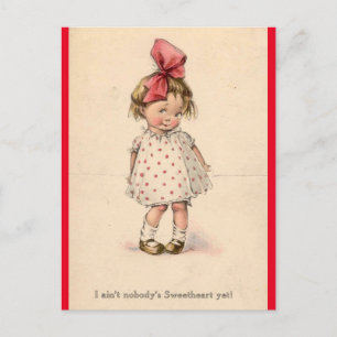 Reizendes kleines Mädchen Vintage Valentinstag Pos Postkarte