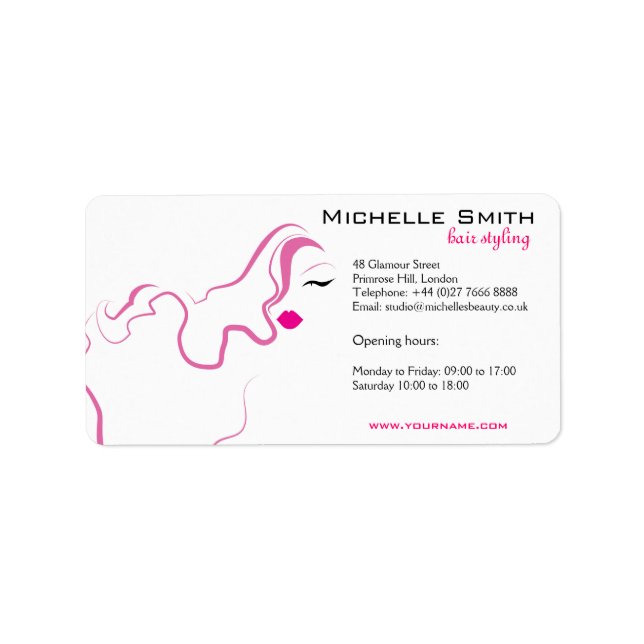 Reizendes Mädchenikonenrosahaar Adressaufkleber (Vorne)