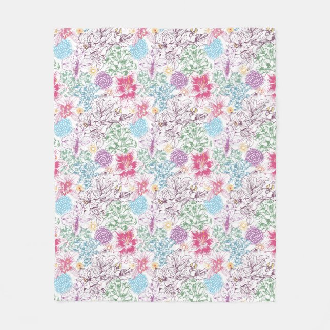 Reizendes Muster mit bunten Blumen Fleecedecke (Vorderseite)