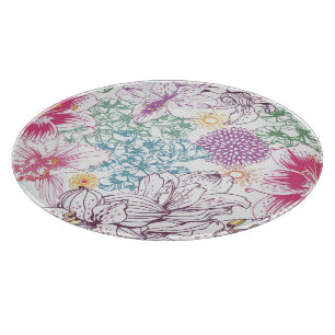 Reizendes Muster mit bunten Blumen Schneidebrett