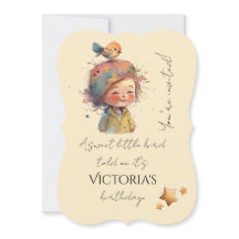 Reizendes neutrales Pastell-Girl-Bird-Stars-Kindhe