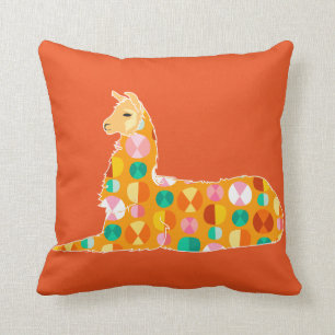Reizendes orange Lama - Wurfs-Kissen Kissen
