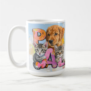 Reizendes PAL Neuesgieriges Hund und Katzen in Was Kaffeetasse