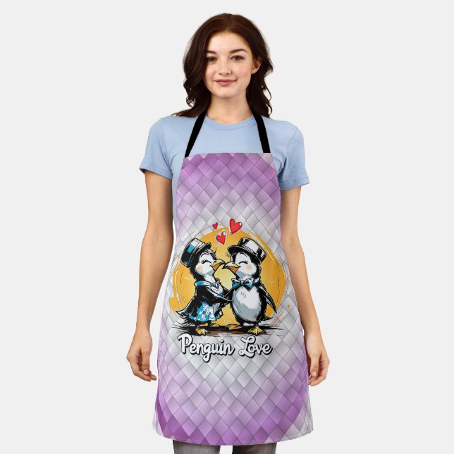 Reizendes Pinguin-Paar Schürze (Getragen)