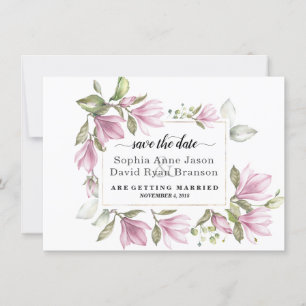 Reizendes Rosafarbenes Magnolienblüten-Hochzeits-K Save The Date