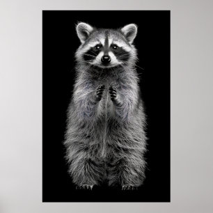 Reizendes Schwarz-Weiß-Waschbär-Stehplakat Poster