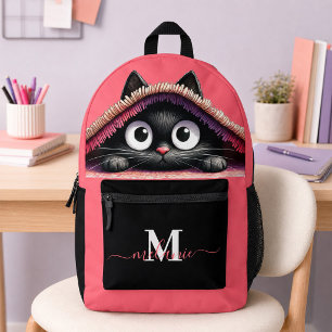Reizendes schwarzes Kätzchen Hot Pink Rucksack mit