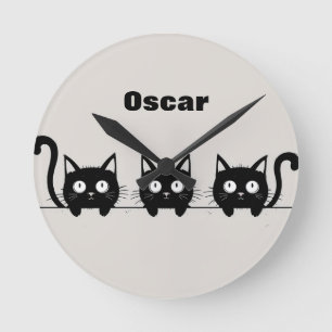 Reizendes Trio schwarzer Katzen Runde Wanduhr