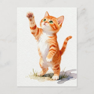 Reizendes Wasserfarben-Orangetabby-Kätzchen beim G Postkarte