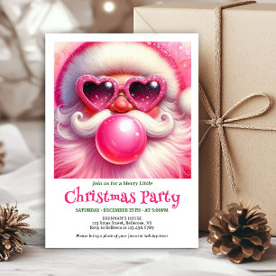 Reizendes Wasserfarben-Rosa-Santa-Bubble-Gum-Weihn Einladung