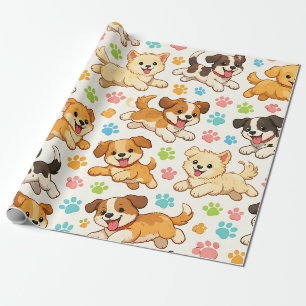 Reizendes Wasserfarbenmuster für Welpen (3) Geschenkpapier