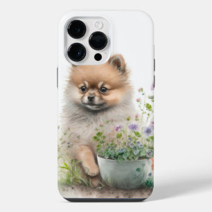 REIZENDES WATERCOLOR ROTES POMERANIAN-WELPE iPhone 14 PRO MAX HÜLLE