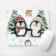 Reizendes Weihnachten Pinguin-Paar-Mauspad