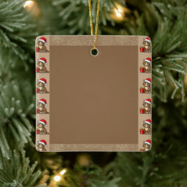 Reizendes Weihnachts-Kitty-Ornament mit Geschenk Keramikornament