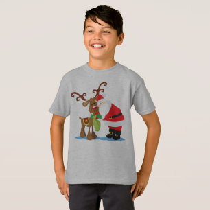 Reizendes Weihnachtsmann und Ren Tagless Shirt