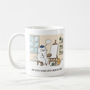 Reizendes Weißkatze-Künstlerblock-Kätzchen-Muse-St Kaffeetasse