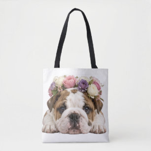 REIZENDES WELPEN ENGLISCHE BULLDOGGE BLUMEN
