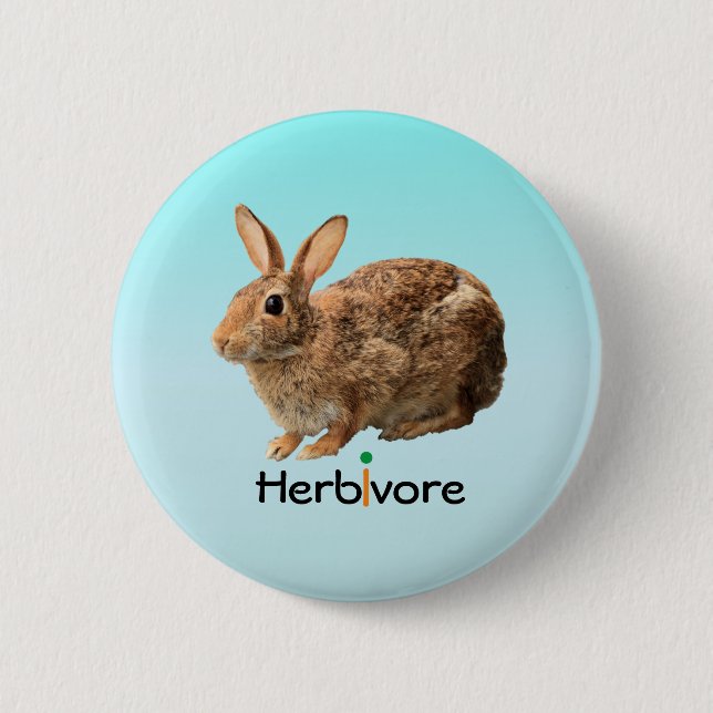 Reizendes wildes Herbivore-Häschen-Blau Button (Vorderseite)