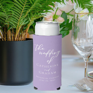 Reizvoll lila violette personalisierte Hochzeit Selters Dosenkühler
