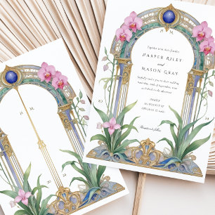 Reizvolle Art Nouveau-Orchideen-Hochzeit Einladung