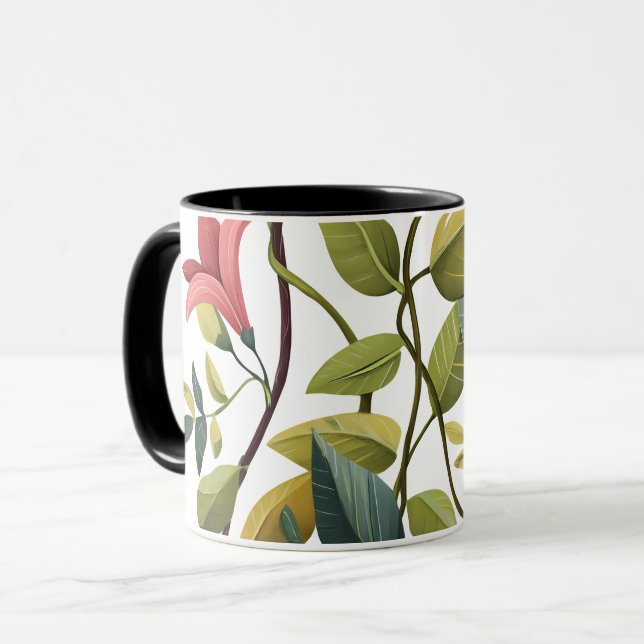 Reizvolle Blumenprint-Kaffeetasse Tasse (Vorderseite Links)