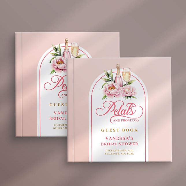 Reizvolle Blüten und Prosecco-Junggesellinnen-Absc Gästebuch (Charming petals and prosecco bridal shower guest book art

)