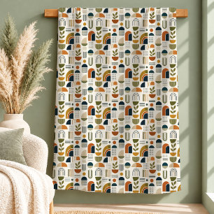 Reizvolle Boho-Regenbogen-Blumen-Decke Kupfer Rost Fleecedecke